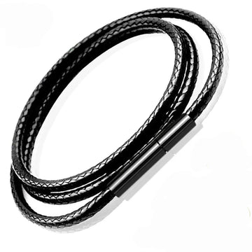 Black Leather Braid Necklace – DIY Long Chain Pendant (40/50/60/70 cm)