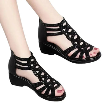 Women’s Soft Leather Roman Sandals – Wedge Casual Summer 2023