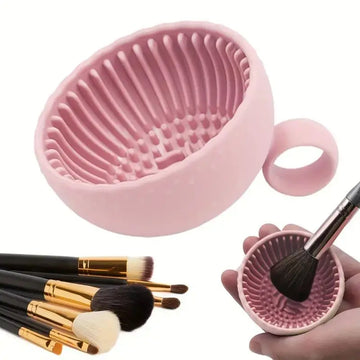 QuickClean Makeup Brush Cleaner – Silicone Scrubber & Non-Slip Bowl