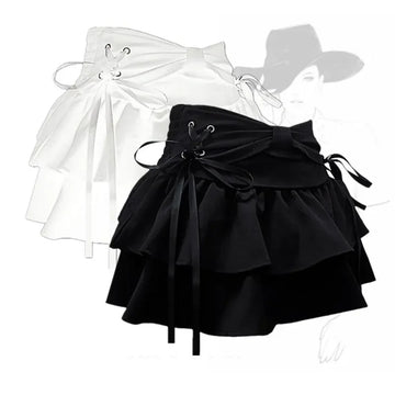 Women’s Y2K Mini Denim Skirt – Gothic Streetwear with Bow