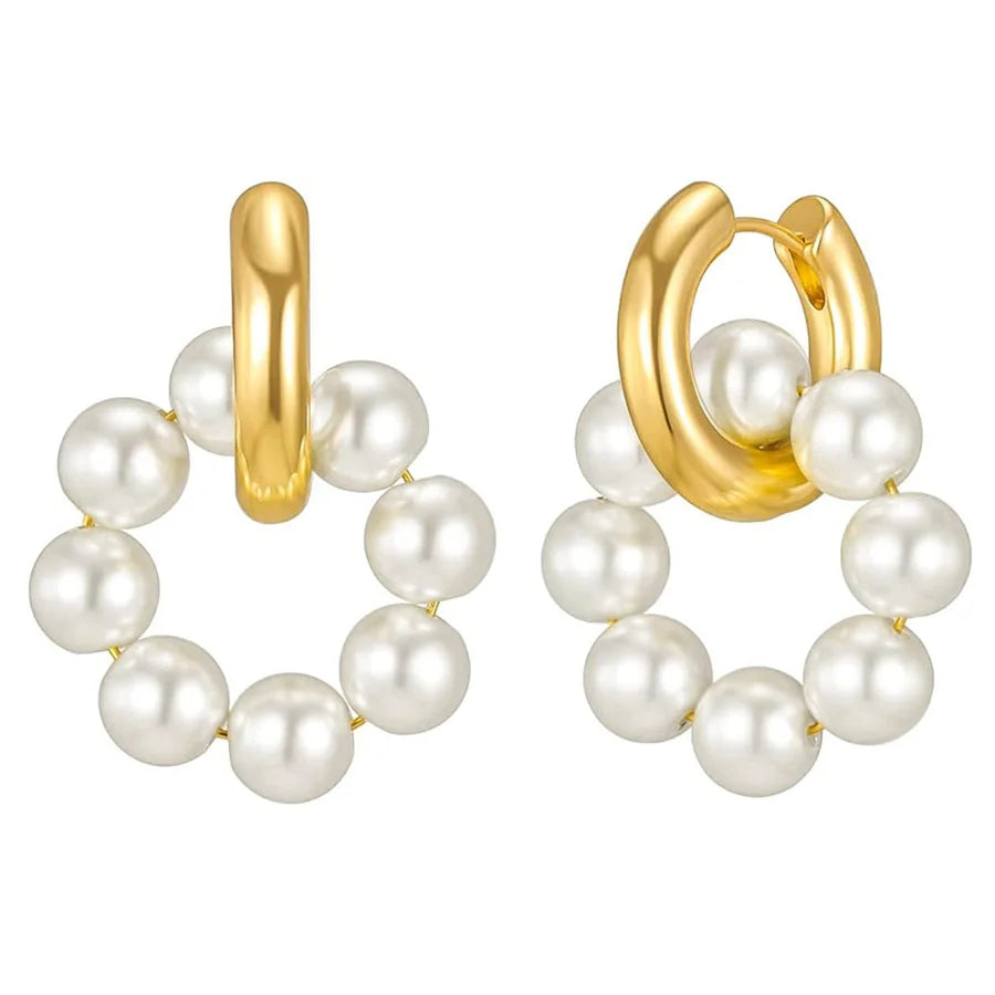 Gold Plated Tassel Pearl Hoop Earrings – Elegant Fashion Jewellery