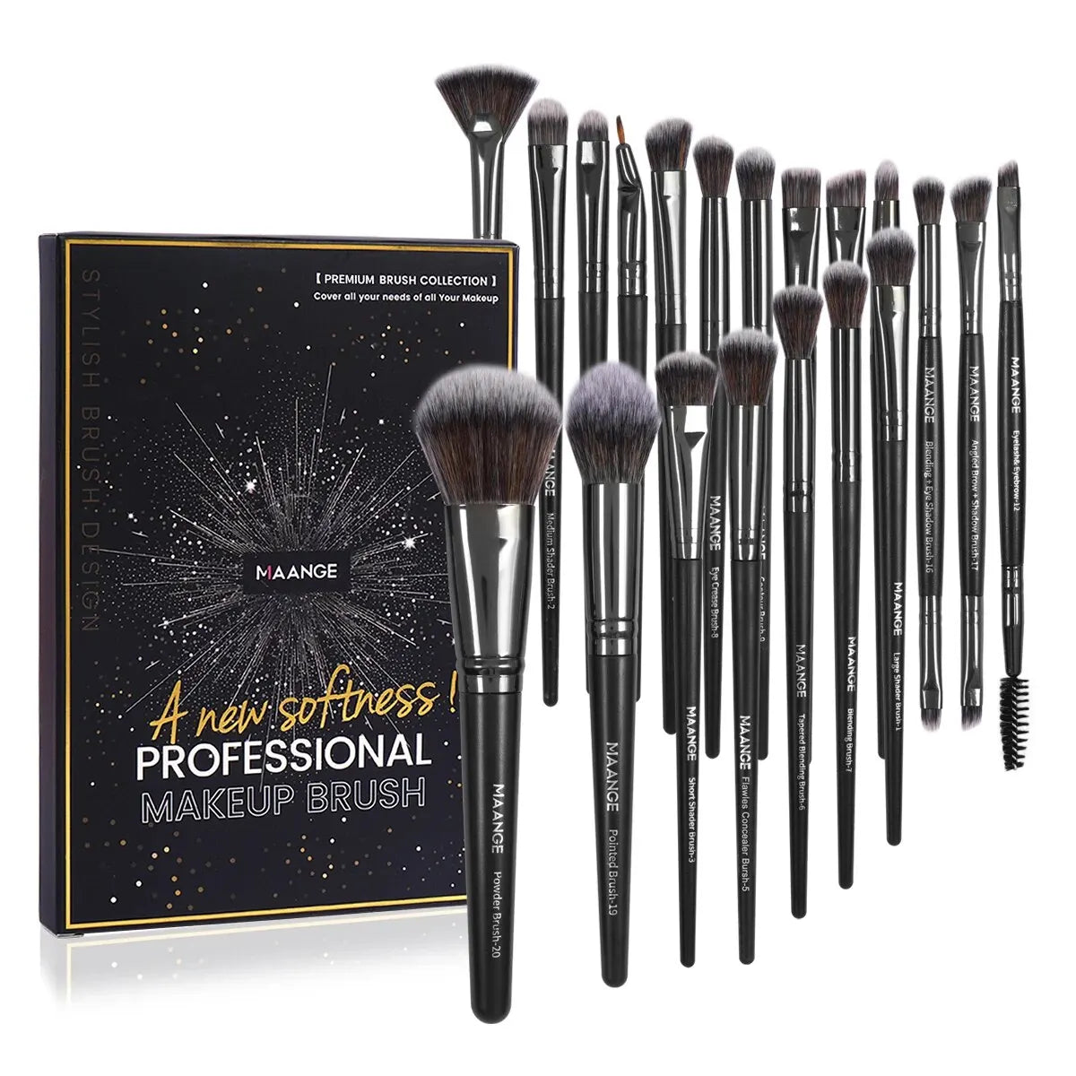 MAANGE 20-Piece Pro Makeup Brush Set – Portable Box