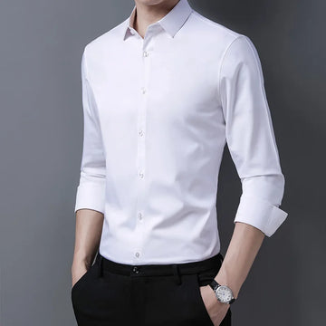 Men’s Long Sleeve Shirt – Casual Solid Business Style